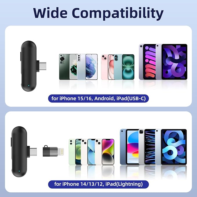 NPTCL Mini Wireless Lavalier Microphone USB C for iPhone 17/16/15, Android | Ai Noise Cancelling Clip on Lapel Mic, 35 Hour Charging Case, 328Ft Transimission for Video Recording Vlog Tiktok YouTube - Image 6