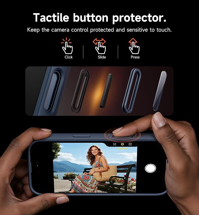 SURITCH for iPhone 17 Pro Case with Camera Control Cover, Camera Cover and Adjustable Kickstand, Compatible with MagSafe, Shockproof Bumper Protective Cases 6.3 Inch, Blue - Image 6