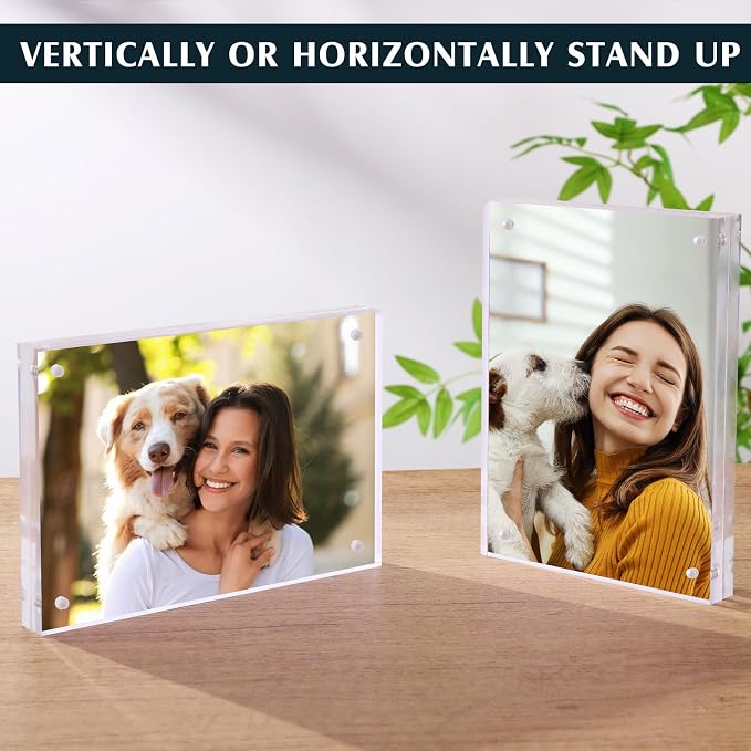 Kigley 6 Pcs 5 x 7 Inch Acrylic Picture Frames, Clear Acrylic Photo Business Card Frame Desktop Display Double Sided Wallet Size Frame Freestanding Frames for Film Photos Cards Stamp - Image 6