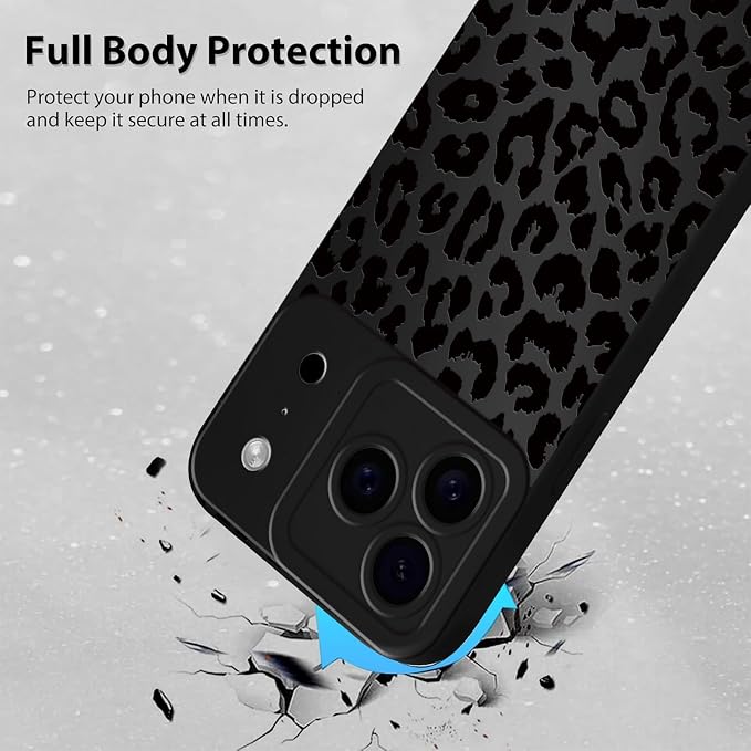 Cute Black Cheetah Print Phone Case for iPhone 17 Pro 6.3" | Aesthetic Leopard Pattern Design Cover Full Camera Lens Protective Shockproof Soft Slim TPU Funda for Men Women Girls - Image 3