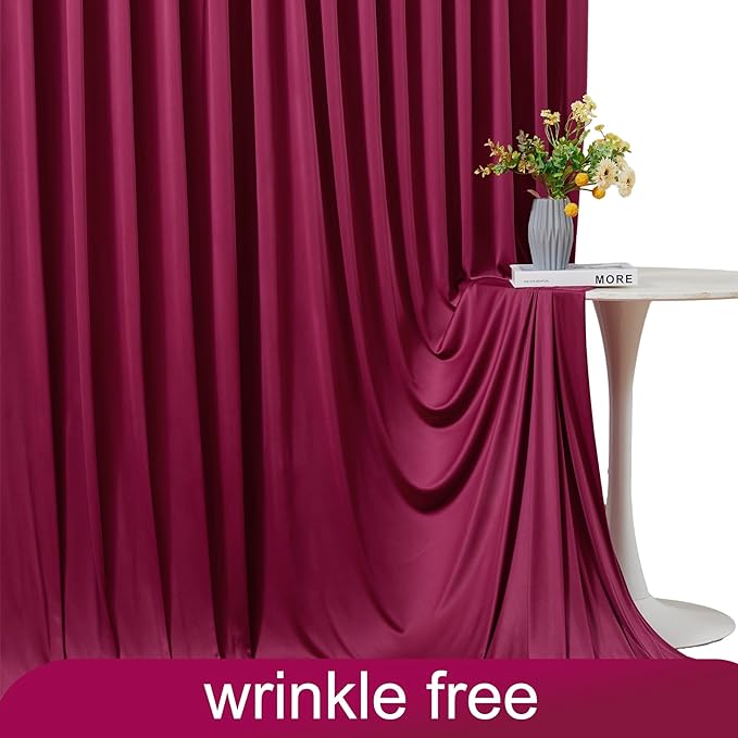 8 Panels Burgundy Backdrop Curtain for Wedding Parties Wrinkle Free Maroon Photo Curtains Backdrop Drapes Fabric Decoration for Birthday Bridal Shower Ceremony 40ft(W) x 10ft(H) - Image 6