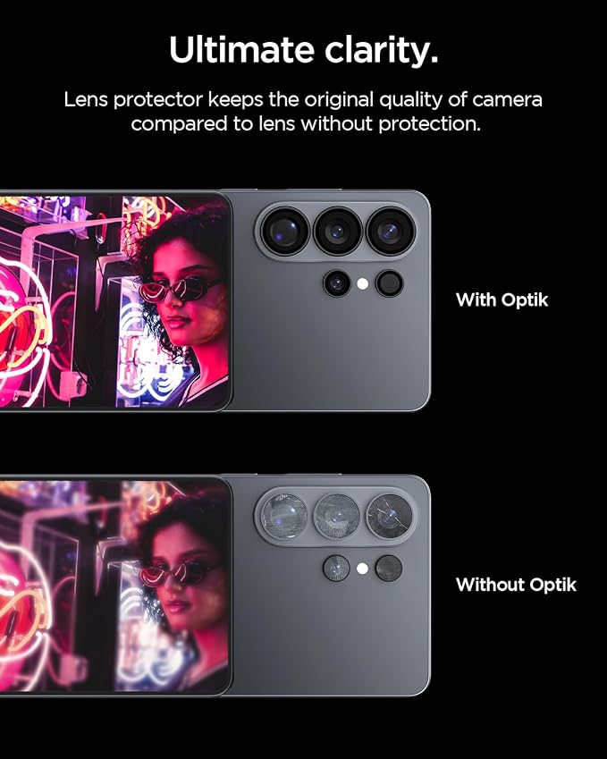 Spigen Camera Lens Protector for Galaxy S26 Ultra - Black [2 Pack] | GlasTR EZ Fit Optik Pro, 9H+ Tempered glass, Scratch resistant, Original photo quality, Auto-align tray, Case-friendly - Image 7