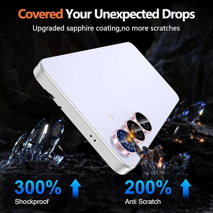 for Samsung Galaxy S25 FE Camera Lens Protector, Individual Metal Ring Tempered Glass Lens Cover, [Strong Adsorption] Scratch Resistant Ultra-Thin HD Clear Lens Cover, 1 Set-Pink Ring - Image 5