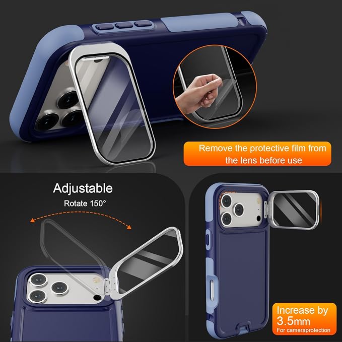 Follaroma Magnetic for iPhone 17 Pro Max Case with Camera Stand,Blue-Purple | Built-in Glass Camera Cover Stand,Compatible with MagSafe,Heavy Duty Shockproof Protective,Military-Grade Anti-DropDual Case - Image 2