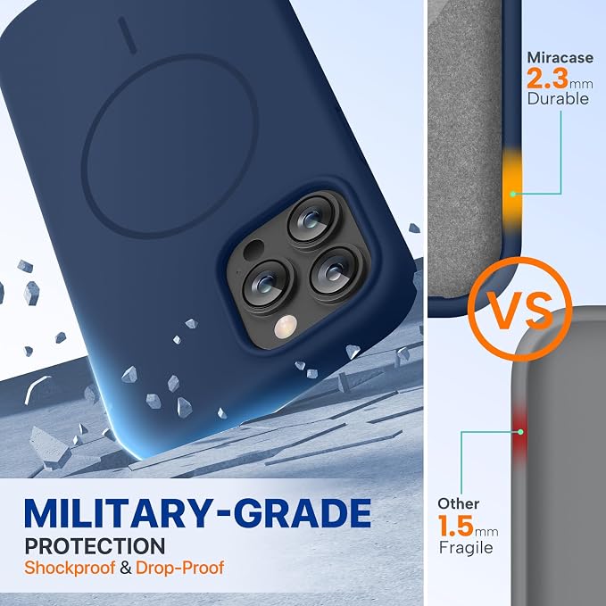 Miracase Magnetic for iPhone 15 Pro Case, Silicone, Soft Microfiber Lining - Image 2