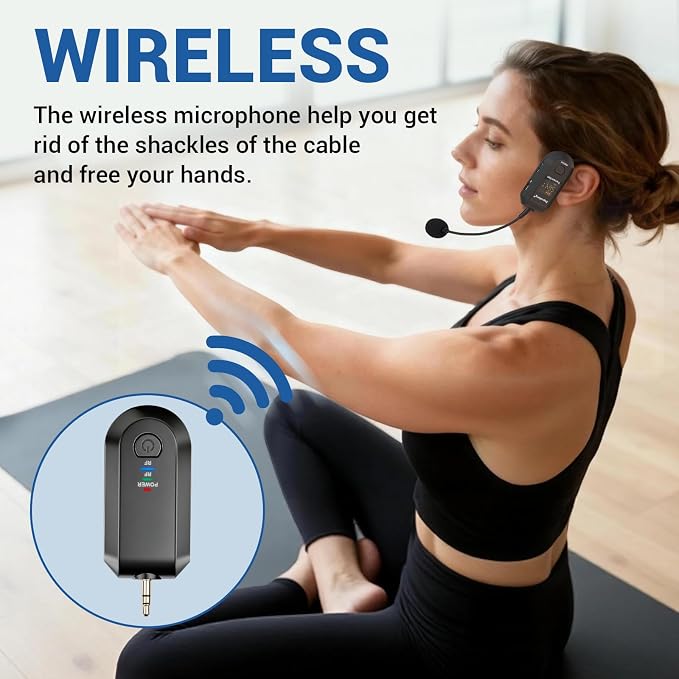 Depusheng 2.4G Wireless Microphone Headset,Lavalier and Handheld Mic 160ft Range,with 1/8''&1/4'' Plug for PA System,Voice Amplifier - Image 3