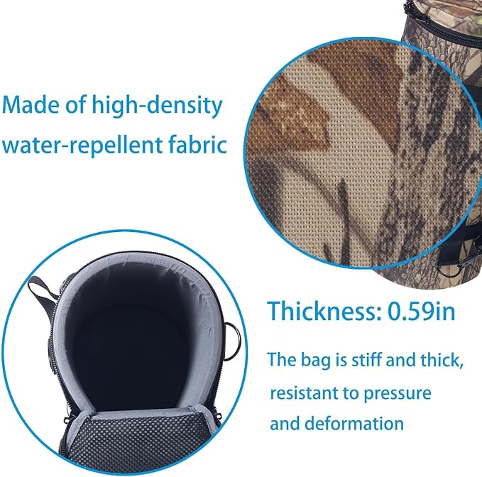 ZZQ&CCF Camera Lens Pouch Bag for Canon RF100-500mm F4.5-7.1 L is USM Lens, Large Thick Lens Carry Bag, Water Resistant Protective Case for Super-telephoto Zoom #Leaf - Image 6