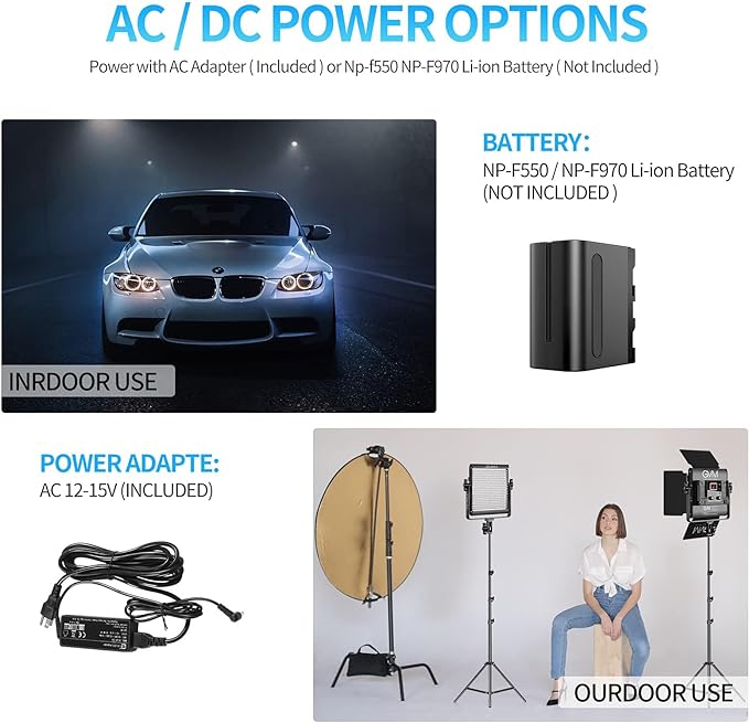 GVM 2 Pack LED Video Lighting Kits with APP Control, Bi-Color Variable 2300K~6800K with Digital Display Brightness of 10~100% for Video Photography, CRI97+ TLCI97 Led Video Light Panel +Barndoor - Image 5