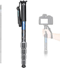 LEOFOTO Camera Monopod Carbon Fiber Portable Compact Lightweight Travel Monopod with Wrist Strap, Silicone Handle, Twist Locks, 5-Section up to 165cm, Max Load 15kg，Black(MPQ-325C) by TAKINGITFURTHER-LEOFOTO