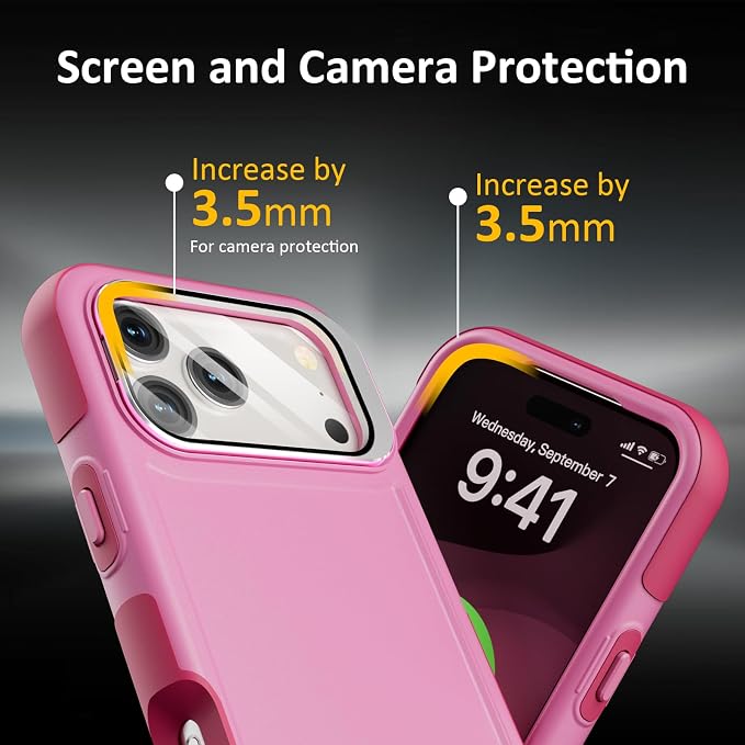 Follaroma Magnetic for iPhone 17 Pro Case with Camera Cover Stand,Pink,6.3" | Built-in Glass Camera Cover Stand,Compatible with MagSafe,Heavy Duty Shockproof Protective,Military-Grade Anti-DropDual Case - Image 7