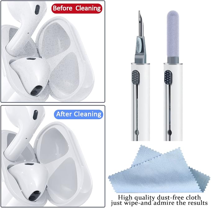 2Pcs Earbud Cleaning kit， Multi-Function Cleaning Pen with Soft Brush Flocking Sponge，Suitable for Bluetooth Headset, Charging Box, Mobile Phone, Earbud - Image 3