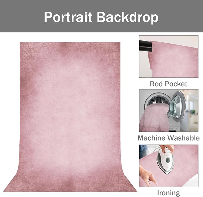 Pink Photography Backdrops for Photoshoot, Abstract Fabric 8x10ft | Vintage Studio Photo Backgrounds, Non Reflective, Easy to Use, for Portrait, Headshot, Product - Image 5
