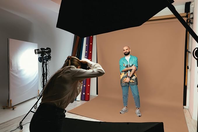 Denny Mfg Seamless Paper Backdrop for Photoshoot, Brown Latte, 86in x 36ft | Photography Backdrop, Matte Finish for Portraits, Product Photos and Video Shoots, with Free Roll Gaffer Tape (2 in x 13 ft) - Image 3