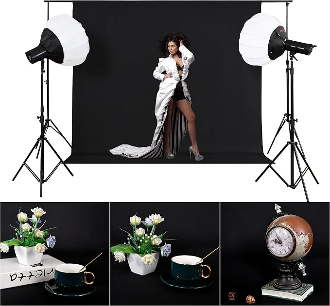 Joccun 8X10FT Black Backdrop Background for Photography,Polyester Backdrop Curtain Background Screen for Photography,Photoshoot,Video Recording,Studio(8X10ft,Black) - Image 4