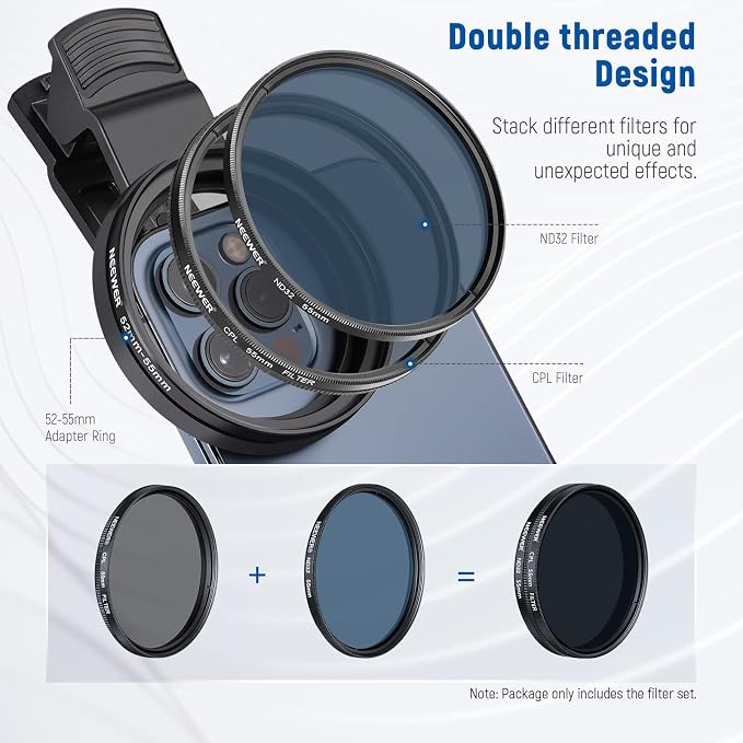 NEEWER 55mm ND + CPL + Star + 4 Graduated Color Filter Set | With Phone Lens Clamp, Compatible with iPhone 17 16 16e 15 14 Pro Max Plus Samsung Galaxy S26 S25 Ultra - Image 7