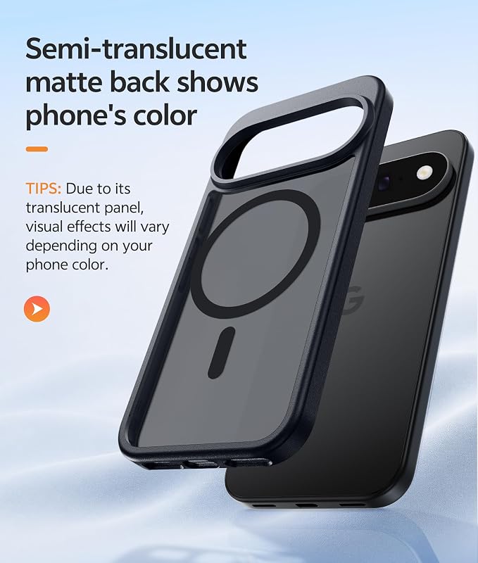FNTCASE for Google Pixel 11 Pro XL Case, Fit for Magsafe, Screen Protector | Translucent Matte Magnetic Back, 14FT Military Grade Drop Protection, Shockproof Protective Phone Cover, Black - Image 5