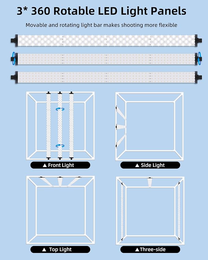 Glendan 32"x32" Light Box Photography, Large Photo Light Box | 3 Light Panels, 792 LED Beads, CRI >95, Professional Photo Booth Shooting Tent Kit with 4 Color Backdrops for Product - Image 6
