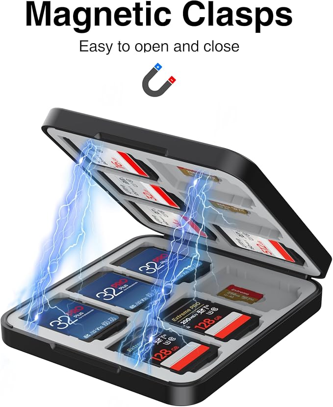 HEIYING Memory Card Holder with 24 Card Slots for SD and Micro SD Cards | 12 SD + 12 Micro SD Slots, Magnetic Closure, Compact Portable Storage case with Soft Silicone Interior for Card Protection - Image 5