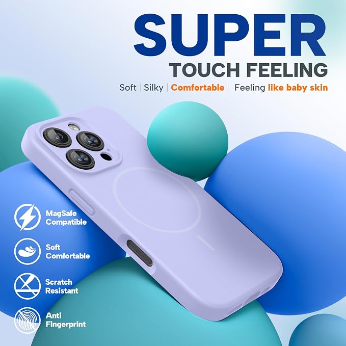 miracase Magnetic for iPhone 16 Pro Max Case, [Soft Anti-Scratch Microfiber Lining], Compatible with MagSafe, Liquid Silicone Case Shockproof Drop Protection Phone Case for 16 ProMax,Light Purple | Compatible with MagSafe, Soft Microfiber Lining, Premi... - Image 7