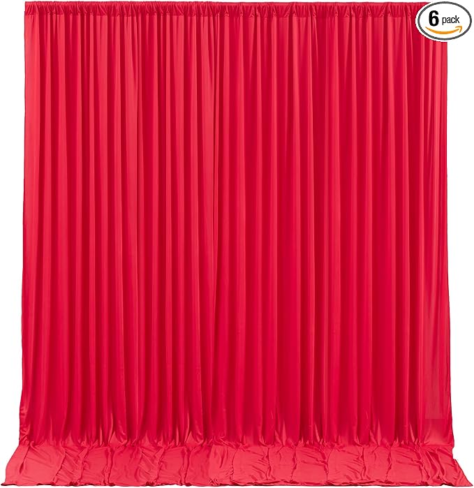 Red Backdrop Curtains 6 Panels-Wrinkle-Free Polyester Photography Drapes Party Photo Backgrounds for Wedding Christmas Photo Backdrops- 24 X10FT (Red) by WishCare