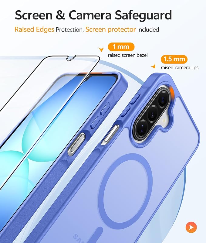 FNTCASE for Galaxy A17/A16 5G Phone Case, Fit for Magsafe, Screen Protector | Translucent Matte, 14FT Military Grade Drop Protection, Slim Shockproof Protective, for Samsung A 17 A 16 Cover, Ultramarine - Image 4