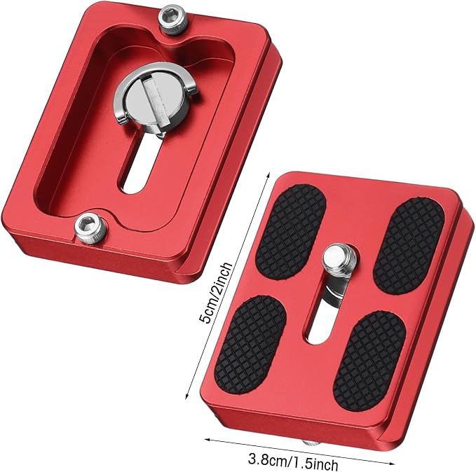 Frienda Quick Release Plate Tripod 1/4-20 DSLR,Pu50,Red | Tripod Mount Plate, Camera Tripod Mount for DSLR Camera Tripod Ball Head , Metal, 1.9 x 1.5 x 0.4 Inch - Image 2
