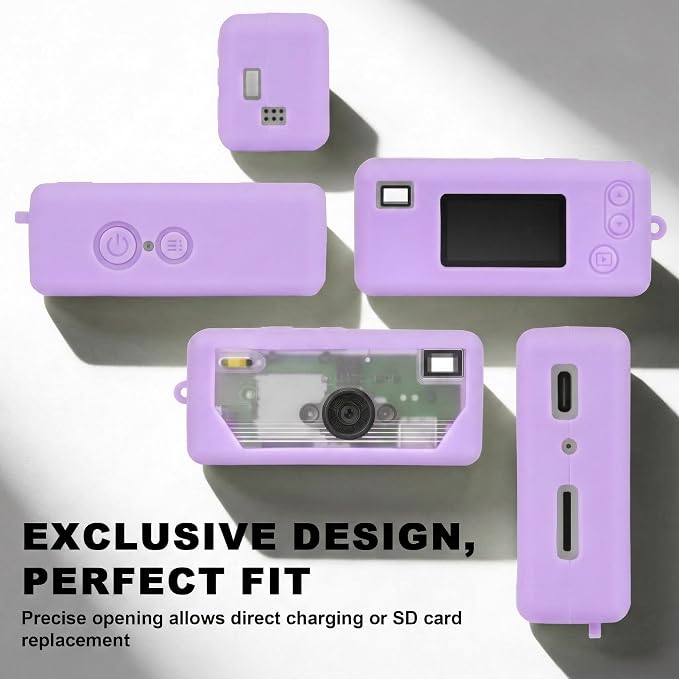 Silicone Case for Kodak CHARMERA Millennium Keychain Mini Digicam Blind Box | Soft Keychain Camera Sleeve, Precise Cutouts, For Collectors & Daily Carry, Light Purple - Image 3