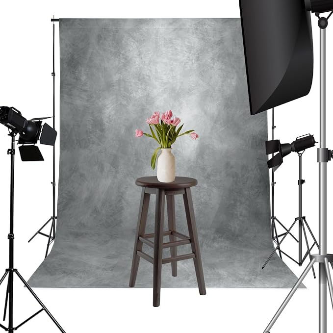 8x12ft Light Grey Abstract Textured Photography Backdrop for Professional Studio Backgrounds Gray Photo Backdrop Prop Portrait Photo Backdrops for Photoshoot Backdrop Curtains Rod Pocket on Top - Image 2