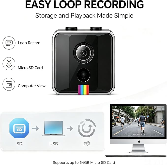 HD 1080P Portable Nanny Cam with Night Vision,Wireless Camera for Home Security Indoor/Outdoor Small Security Camera No WiFi Needed - Image 4