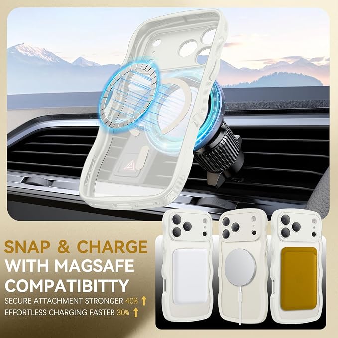 BENTOBEN Magnetic for iPhone 17 Pro Case, Cute Wavy [Full Camera Protection][Compatible with MagSafe] Matte Anti-Slip Bumper Women Girls Boys Protective Cover for 17 Pro 6.3", Grey White - Image 6