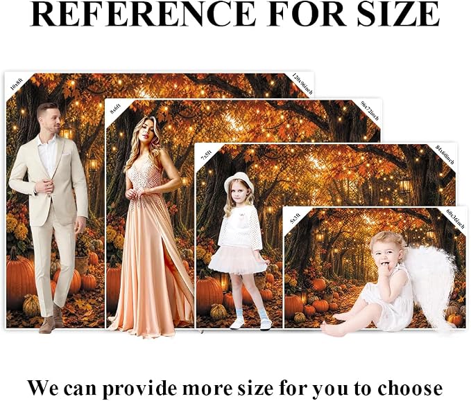 Fall Autumn Forest Photography Backdrop 12x10ft Autumn Woodland Pumpkin Maple Leaves Background Fall Thanksgiving Orange Flowers Seasonal Party Decorations Banner Vinyl - Image 7