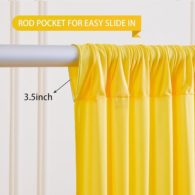 Yellow Backdrop Curtains-Wrinkle-Free Polyester Photography Drapes Party Curtain Background for Baby Shower Wedding Decorations- 8 X10FT (Yellow) - Image 4