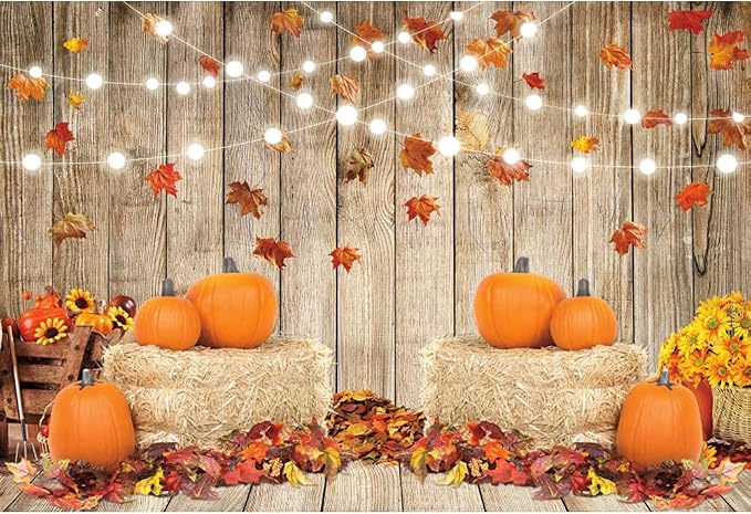 7x5ft Fall Thanksgiving Halloween Photo Backdrop Fall Backdrops for Photography Autumn Pumpkin Harvest Barn Background Friendsgiving Party Supplies Farm Harvest Banner Decor Photo Props - Image 8