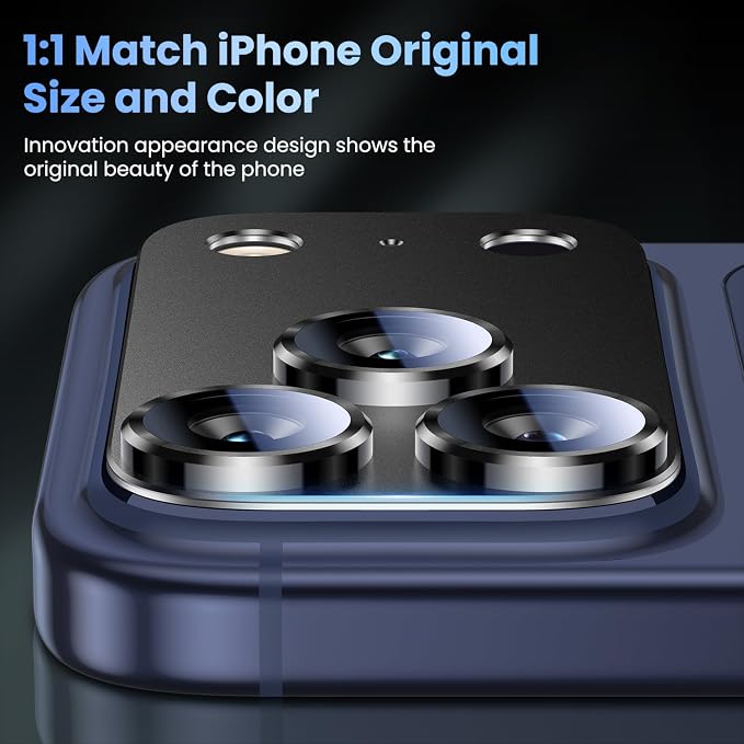 Uyiton for iPhone 17 Pro Camera Lens Protector, Metal Frame Glass Cover | Not Easy to Break, Strong Adsorption, Case-Friendly, Metal 9H Sapphire Glass Rear Camera Screen Cover, Black Titanium - Image 6