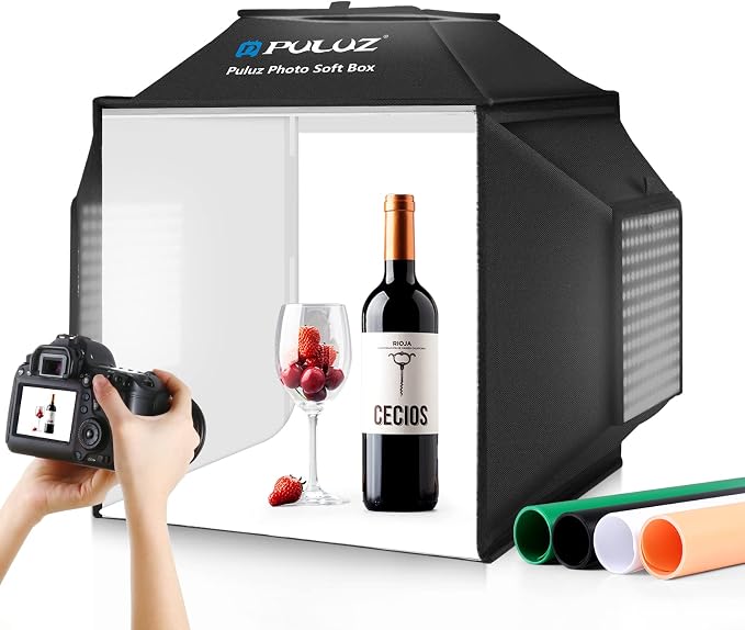 PULUZ Upgrade Light Box & Soft Box, 16"x16" Professional Shooting Tent with 480 LED Lights Photo Studio Light Box Photography with 4 Color PVC Backdrops for Jewelry and Product Photography - Image 8
