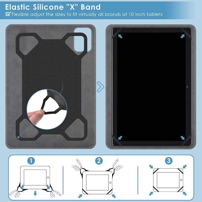 DETUOSI Universal 10.1 inch Tablet Case,Scratch Resistant | For ECOPAD ‎TH-KK12C,URAO X109,Aiprotablet C20e,Folio Leather Protective Cover,2-Angle Viewing Stand,3 Card Slots,Purple - Image 4