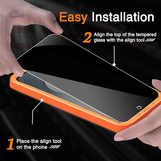 Wiaocit Tempered Glass Privacy Screen Protector for Samsung Galaxy S25 FE | 3+3 Pack, 9H Hardness, Camera Lens Protector, Installation Frame, Bubble Free, Case Friendly - Image 4
