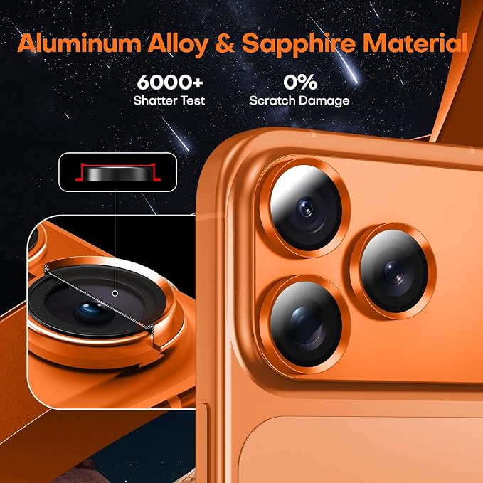for iPhone 17 Pro Max Camera Lens Protector- Cosmic Orange | Aluminum Alloy, Tempered Glass Camera Cover, Nano Reinforced Adhesive, Accessories, Anti-Drop, Anti-Scratch, Case Friendly - Image 6
