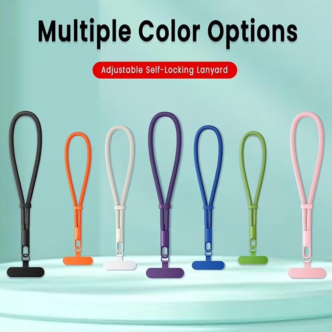 Phone Wrist Strap Lanyard Hand Universal Adjustable Phone Finger Grip Wristlet with 3 Patches Tether Anti Theft for iPhone 16 Pro Max 15 14 Charms for Keychain USB Flash Drive Wallet ID Name Tag Blue - Image 9