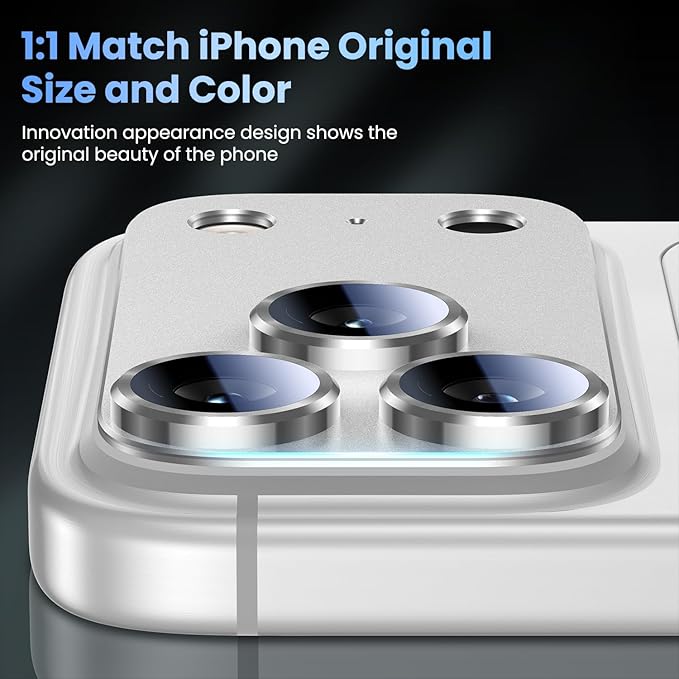 Uyiton for iPhone 17 Pro Camera Lens Protector, Metal Frame Glass Cover | Not Easy to Break, Strong Adsorption, Case-Friendly, Metal 9H Sapphire Glass Rear Camera Screen Cover, Silver - Image 6