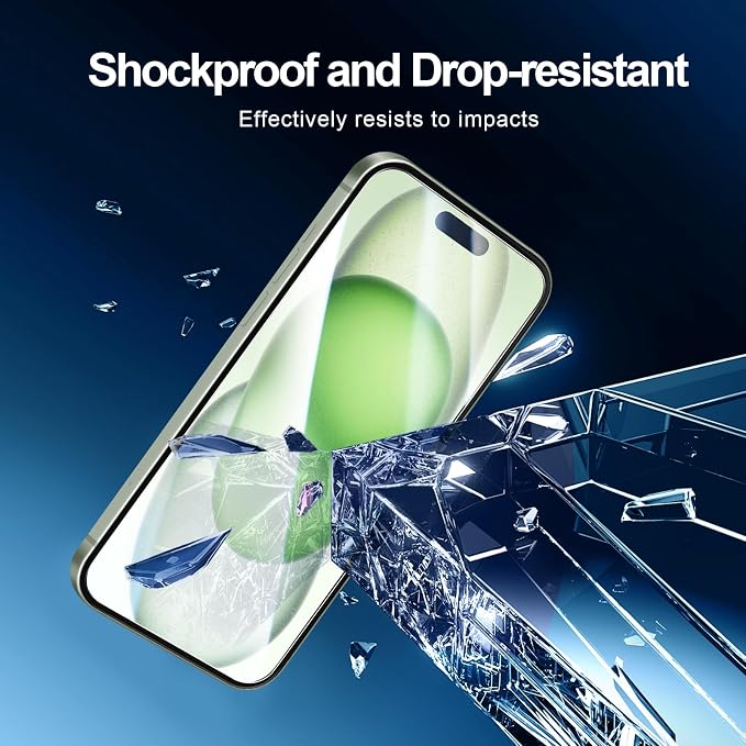 NEW'C 3x for iPhone 15 Plus Screen Protector (6.7 inches)+ 3x Camera Lens Protector, Sensor Protection, Case Friendly Tempered Glass Film + Dust Plug- Easy installation tool include - Image 6