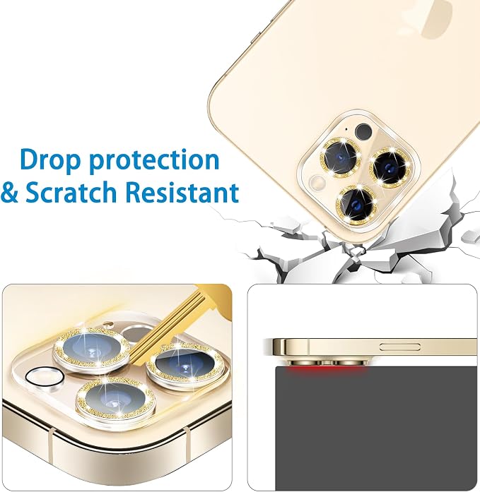Dengduoduo 3 Pack Tempered Glass Camera Lens Protector for iPhone 12 Pro 6.1", Bling Glitter Sparkle, Ultra HD, 9H Hardness, Anti-Scratch, Case Friendly, Easy to Install [No Affect on Night Shots] - Image 3