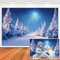 Winter Christmas Backdrop 15x8ft Winter Snow Forest Backdrop White Xmas Trees Photography Background for Christmas New Year Party Decorations Banner Photo Background Photo Props by XMJJKUF