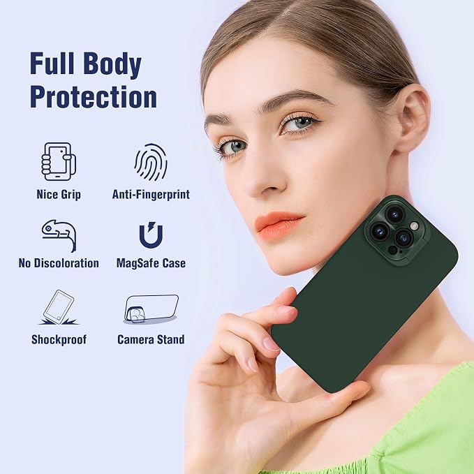 Nillkin for iPhone 15 Pro Max Case Silicone[Compatible with MagSafe][Innovation Metal Camera Invisible Stand] Military Grade Protection Shockproof Phone Case for iPhone 15 Pro Max 6.7'' Blue - Image 5