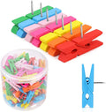 130 PCS Colorful Push Pin with Wooden Clips, Durable Wooden Push Pins, Decorative Pushpins Tacks Thumbtacks, Tacks for Cork Board Artworks Notes Photos, Craft Projects, Offices and Homes (7 Colors) by Joyberg