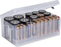 Dial Industries Battery Storage Organizer Case, Holds 12 AAA, 12 AA, 6C, 4D | Keeps loose batteries sorted by size and easy to find, Compact fit for drawers or closets, Great for home or office use by DialIndustries