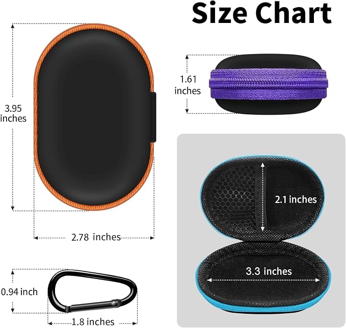 1 Pack Oval Earbud Case Storage Bag with Carabiner, Purple | Portable EVA Carrying Case, For Wired/Wireless Headphones, SD Card Storage, Camera Chip - Image 4