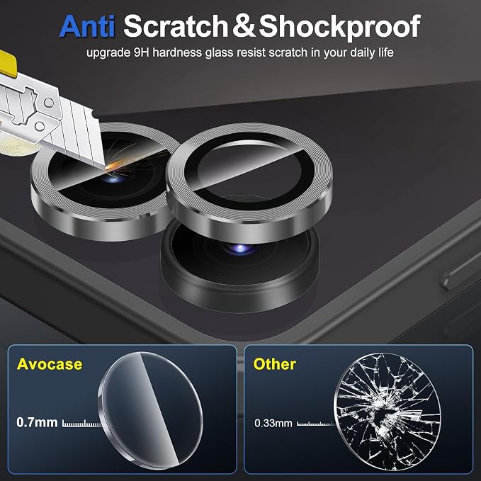 for Samsung Galaxy Z Flip 7 Camera Lens Protector, Individual Metal Ring Tempered Glass Lens Cover, [Strong Adsorption] Scratch Resistant Ultra-Thin HD Clear Lens Cover, 1 Set-Black - Image 3