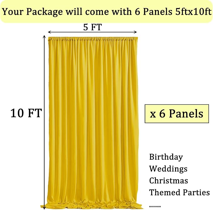 30ft x 10ft Wrinkle Free Yellow Backdrop Curtains for Parties, Thick Polyester Lemon Backdrop Drapes for Birthday Party Wedding Photography Background Baby Shower - Image 6
