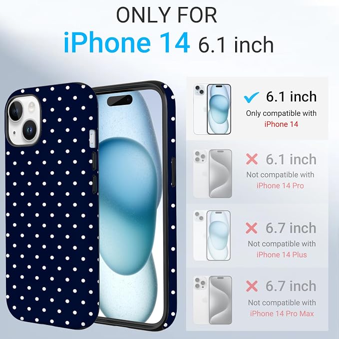 TPU Phone Case for iPhone 14, MagSafe Wireless Charging Compatible, Shockproof Slim Fit Protective Cover with Anti-Yellowing & Raised Camera Protection (Polka dot 7, iPhone 14) - Image 2